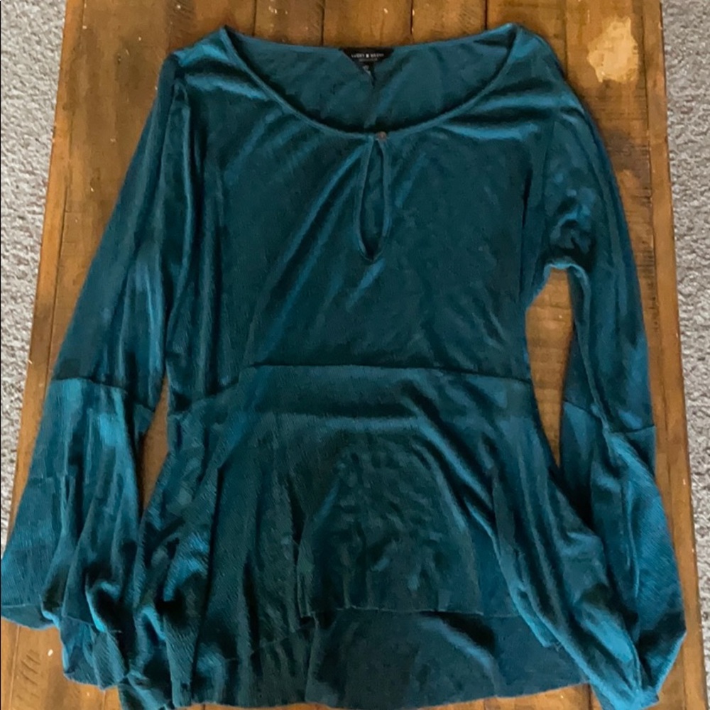 Turquoise lucky brand blouse with keyhole neck